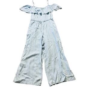 Light Wash Denim Old Navy Casual Off Shoulder Pants Jumpsuit Romper Large
